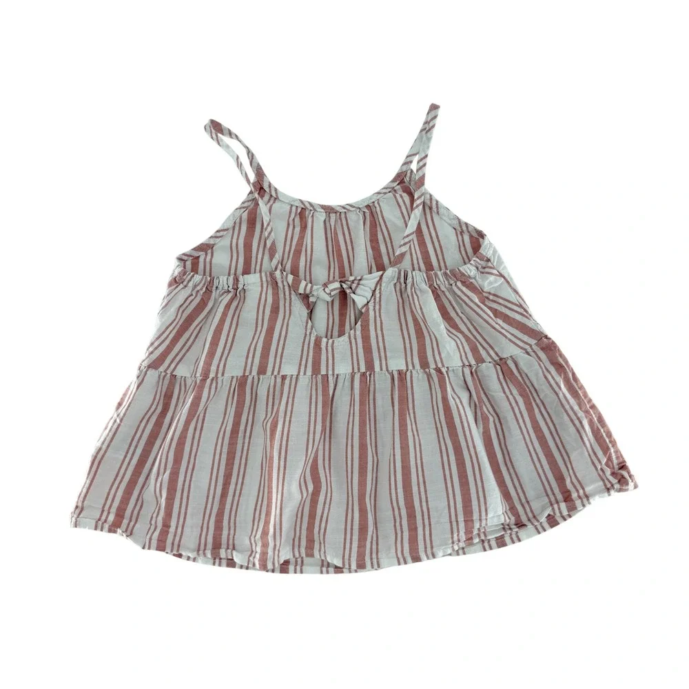 OshKosh B'gosh Girls Striped Tank Top Tiered Ruffle‎ Tie Back Size 7